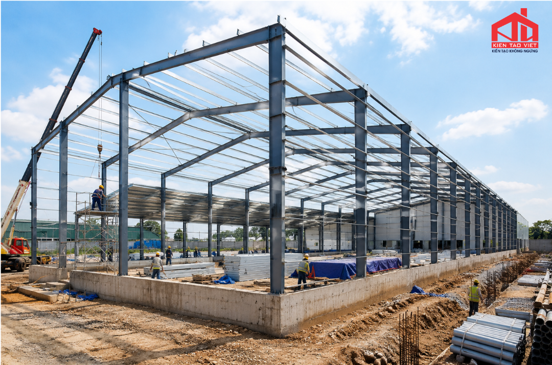 Quy trình thi công nhà xưởng tiền chế chuẩn kỹ thuật